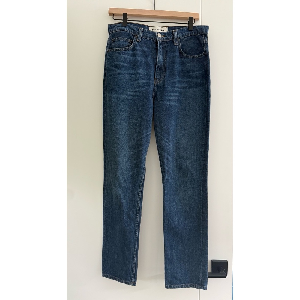 Reformation Julia High Cigarette Jean in Teton wash, size 28